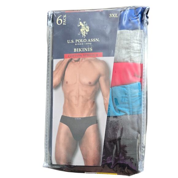 U.S. Polo Assn. Bikini Briefs Men's 3XL, 6 Pack Assorted Colors NWT - Picture 1 of 4